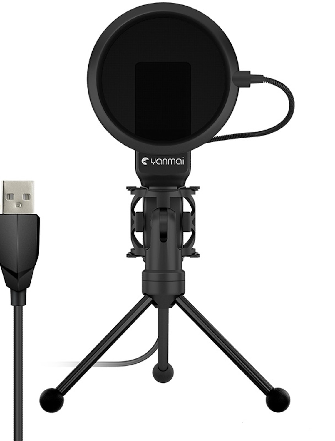 Broadcasting and Gaming Yanmai Professional USB Condenser Microphone for PC/Laptop Plug & Play with Double-layer Pop Filter and Tripod Stand for Studio Recording PC Microphone