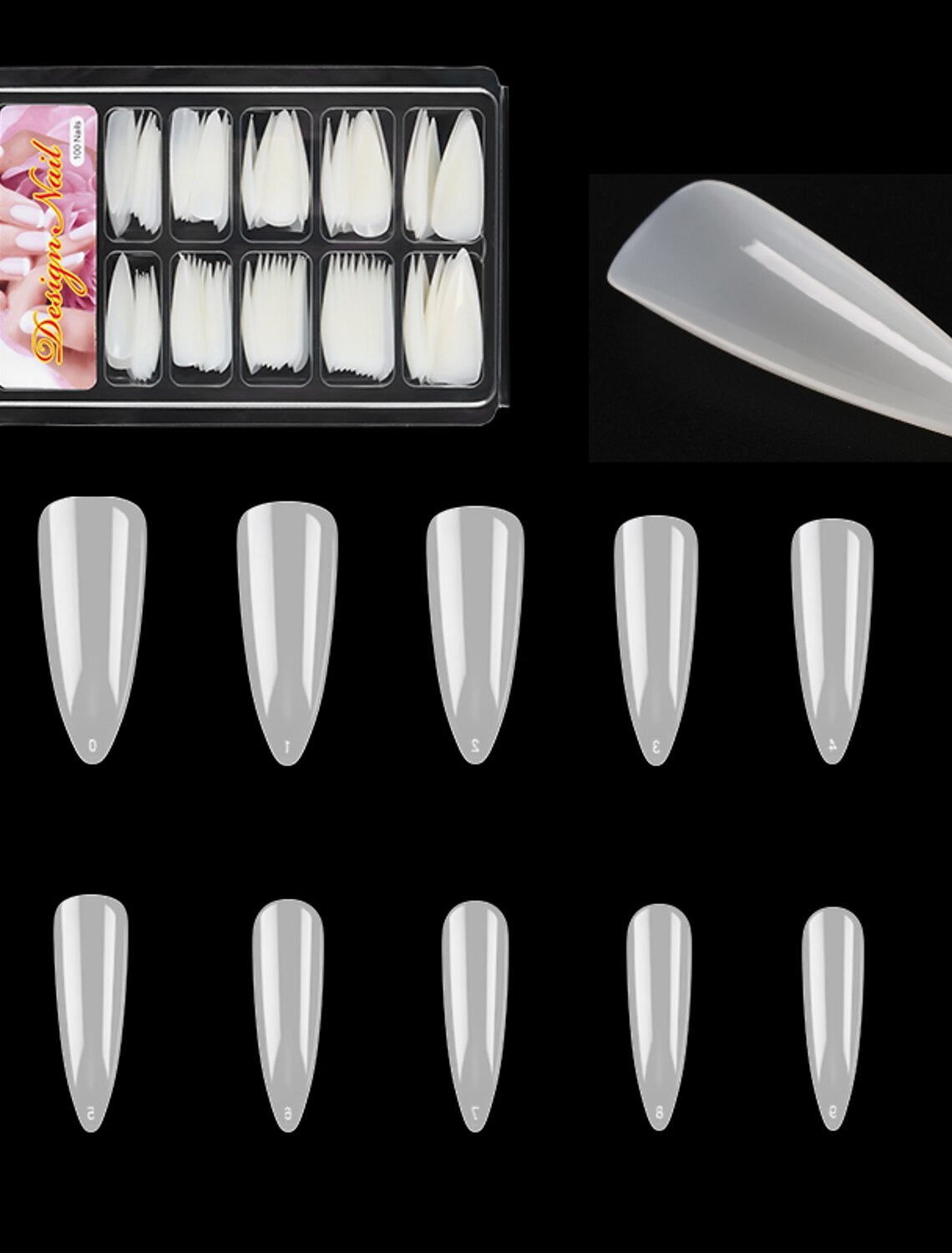 100 stycken spiknaglar i en låda franska naglar fria från slipning 