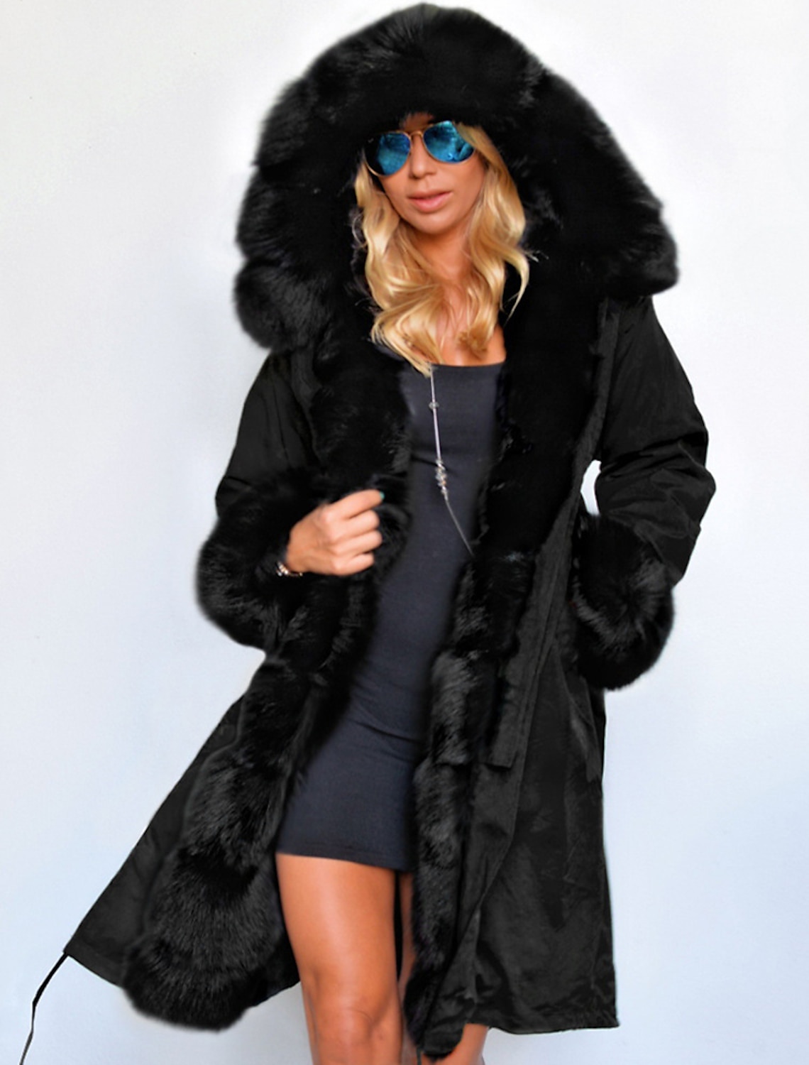 Women Coat Trench Jacket Long Parka Overcoat Loose Outwear Asian Size Small NEW 