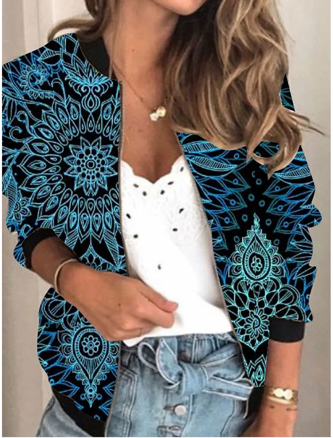 printed patchwork loose jacket