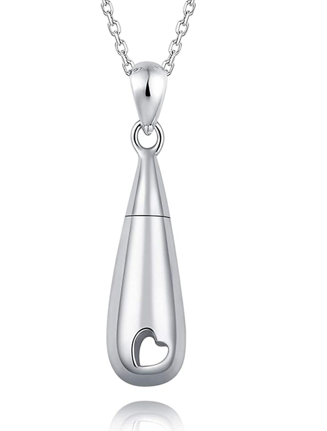 WK Teardrop Stainless Steel Always in My Heart Cremation Urn Necklace Pendant with Fill Kit Ashes Jewelry