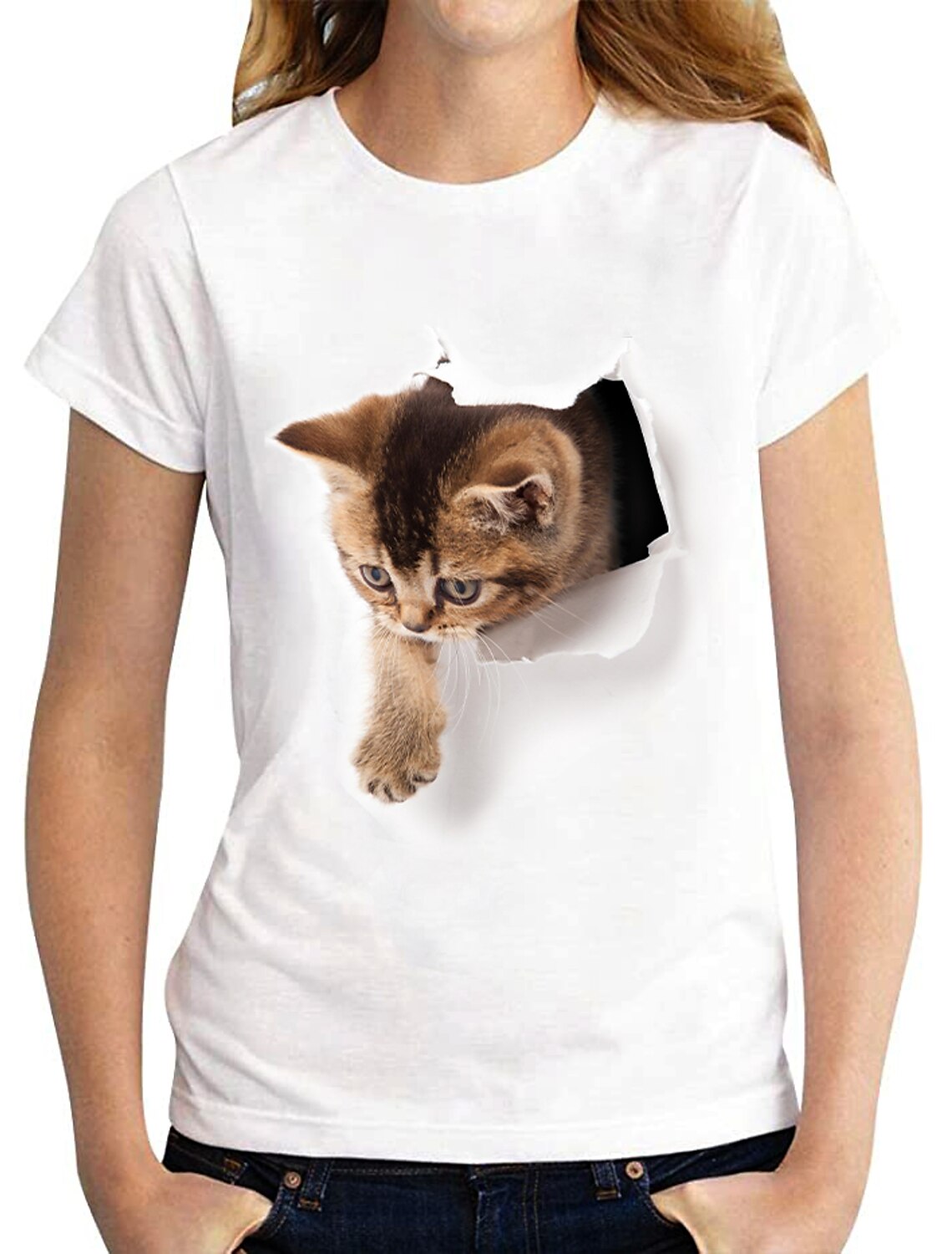 women's t shirt cat graphic 3d