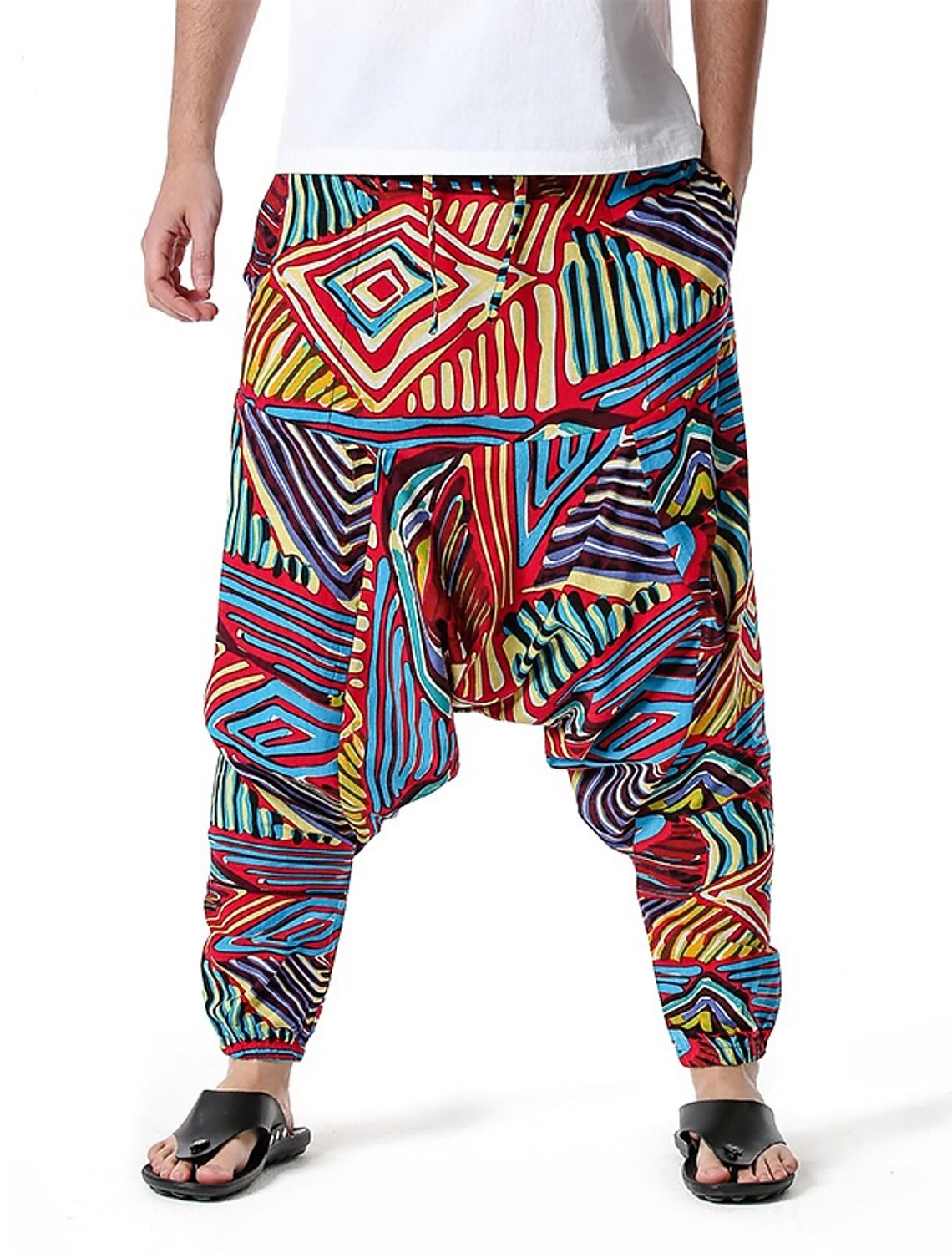 Men's Folk Style Chino Harem Loose Full 