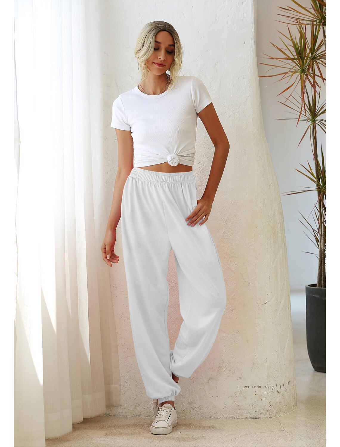 Mujer Ropa Deportiva Deportes Pantalones Pantalones de Deporte pantalones  Deportivo Longitud total Pantalones Casual Deportes Elástico Plano Al Aire  Libre Deportes Media cintura Corte Ancho Blanco 8623294 2022 – $18.35