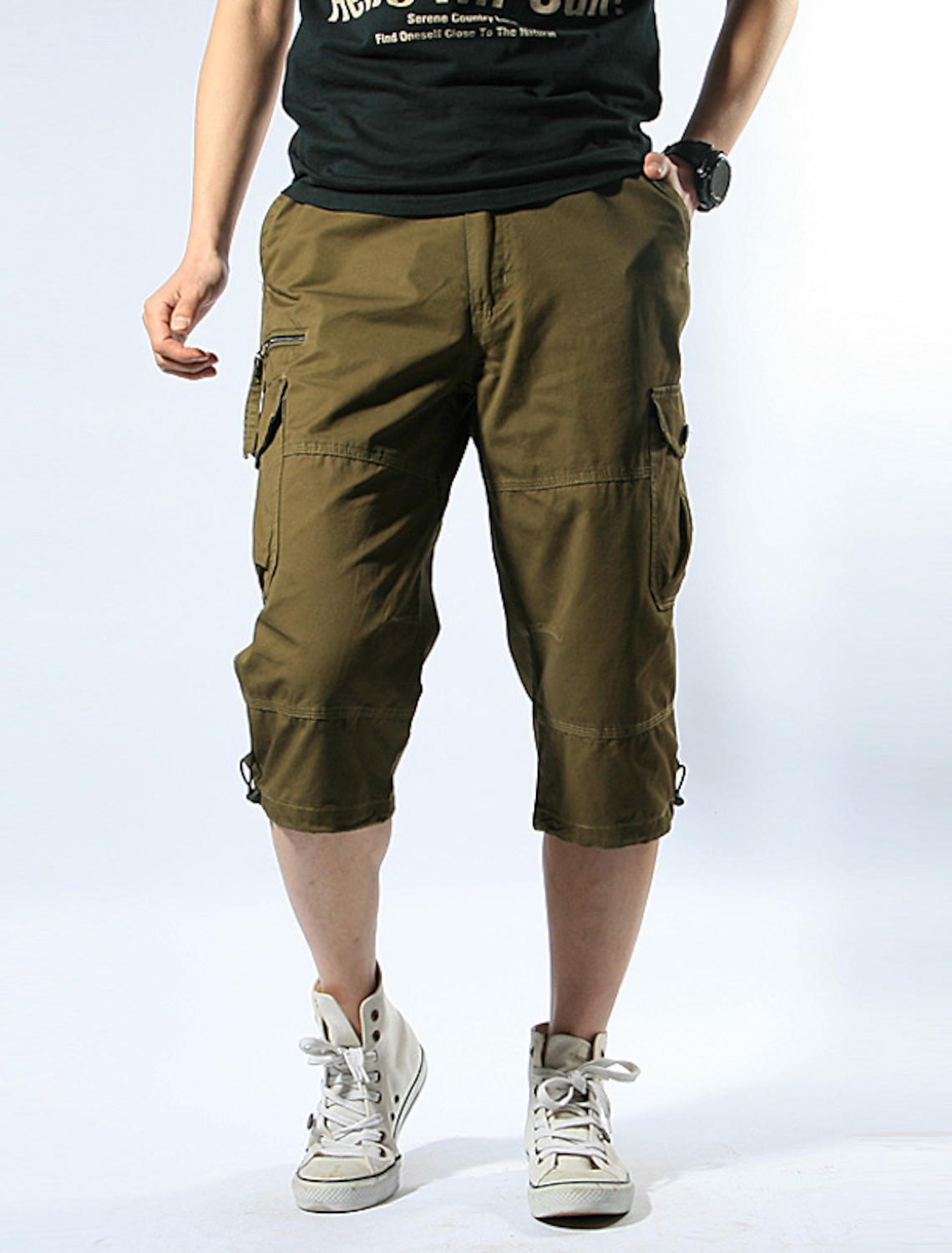 black tactical cargo shorts