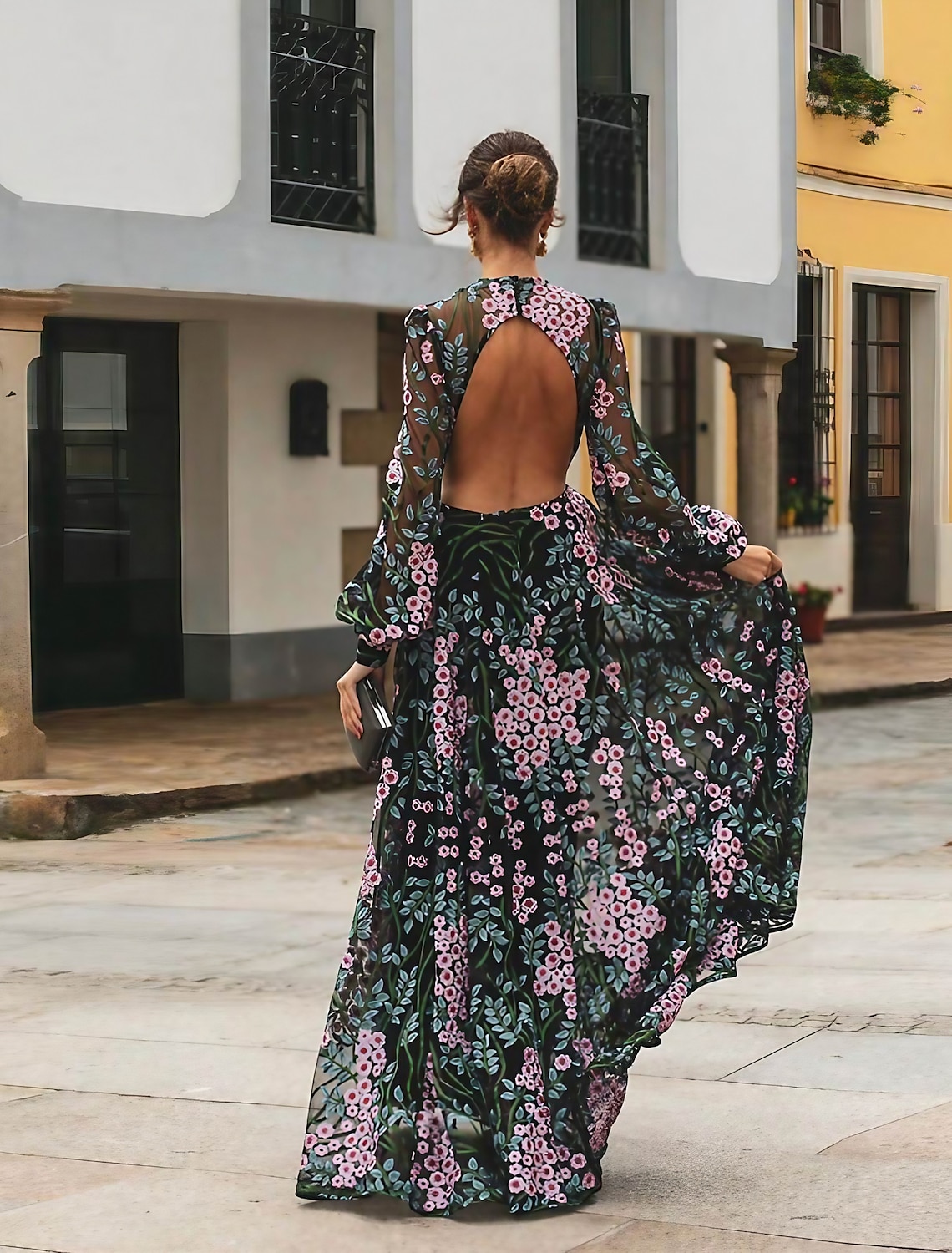 flowy backless maxi dress