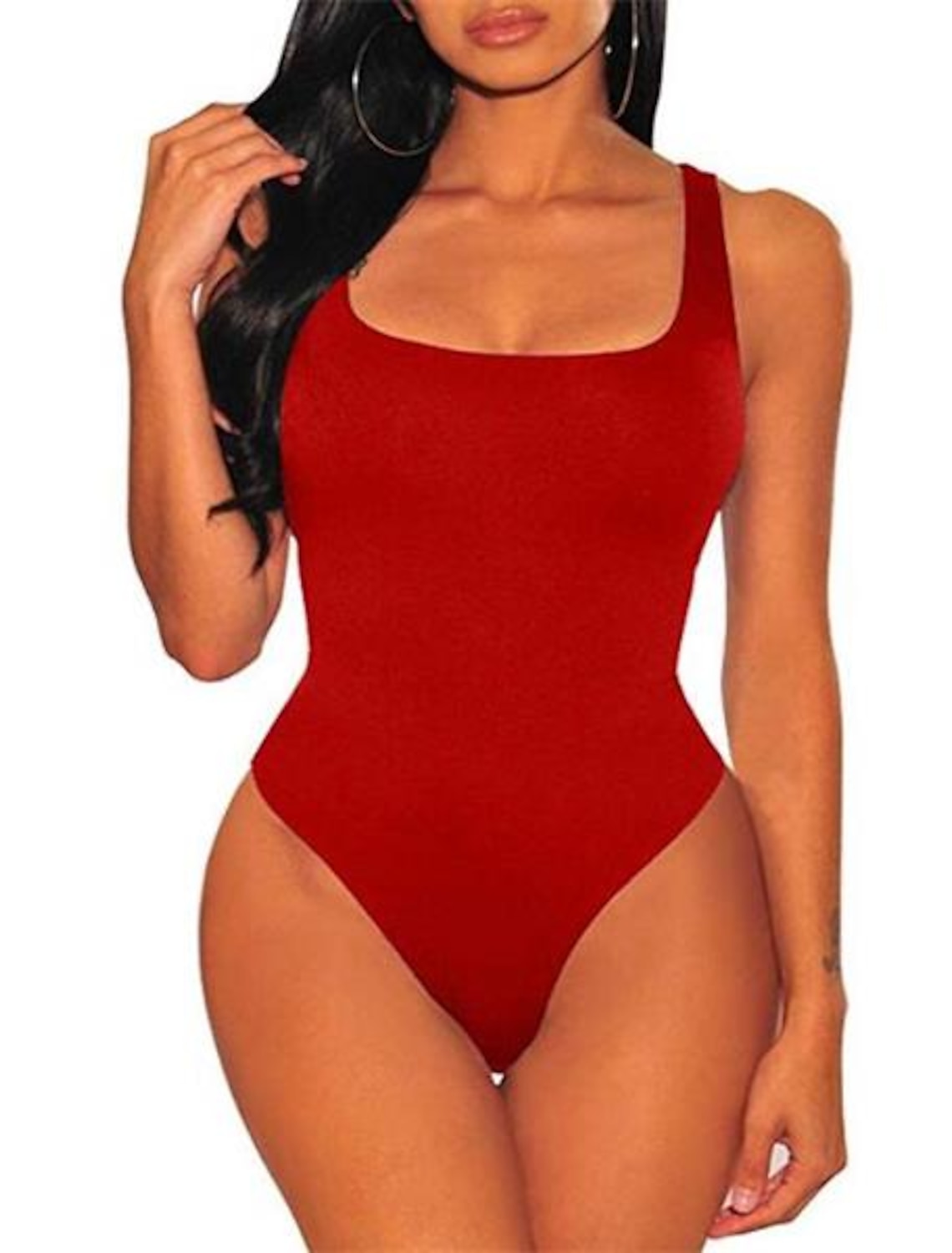 red plain bodysuit