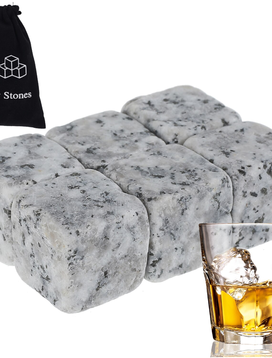 Washable Whisky Stone Reusable Natural Ice Cubes Wine Drink Cooler Tools Set 