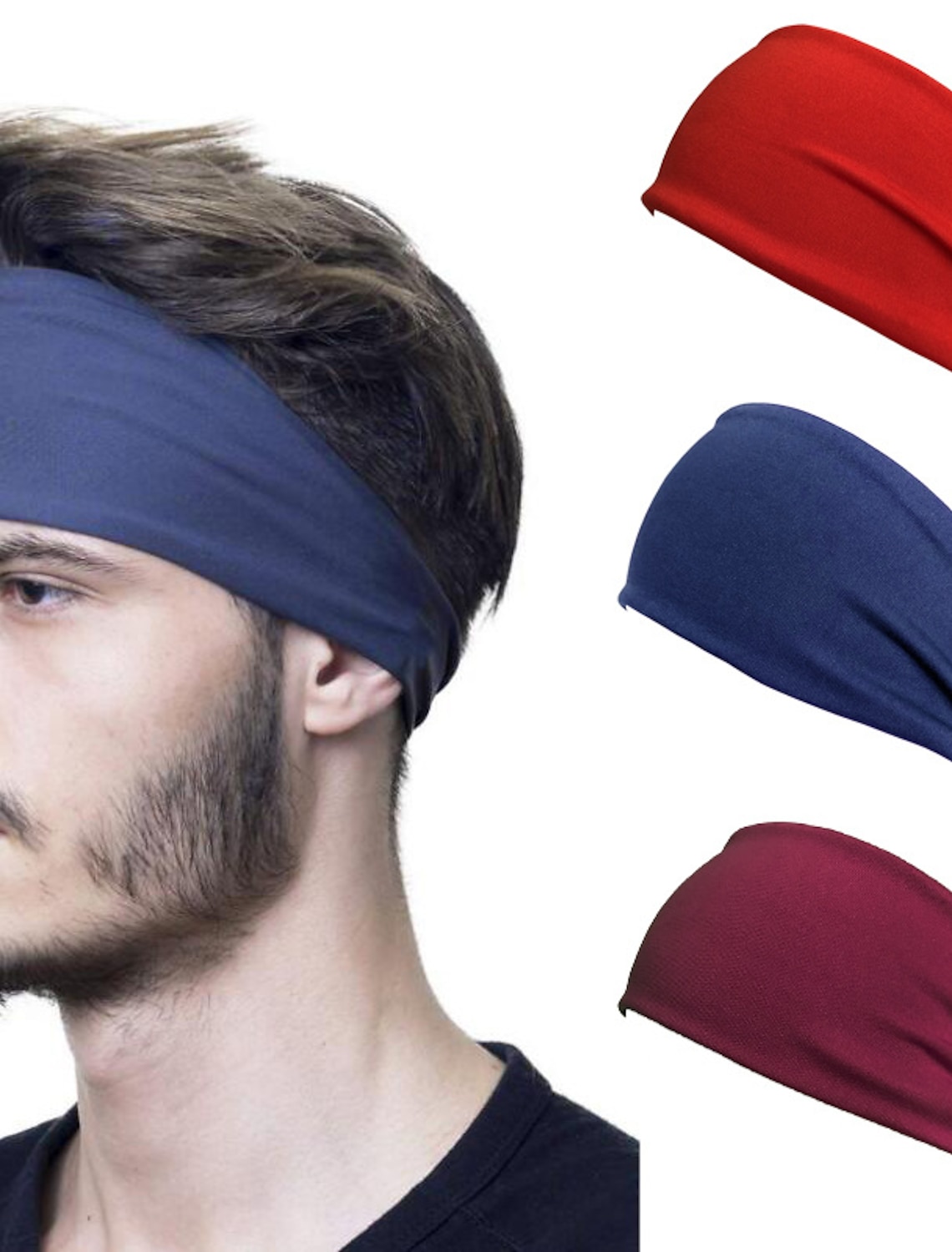 5pcs stripe cotton headband hair band sweatband running yoga tennis gym sports 
