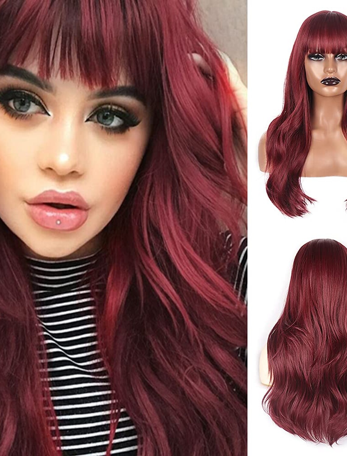 Red Wig With Bangs Long Red Wig Ladies Long Wavy Wig With Bangs Synthetic  Heat Resistant Wave Red Wig Silky Red Wig for Everyday Party 8995423 2023 –  $