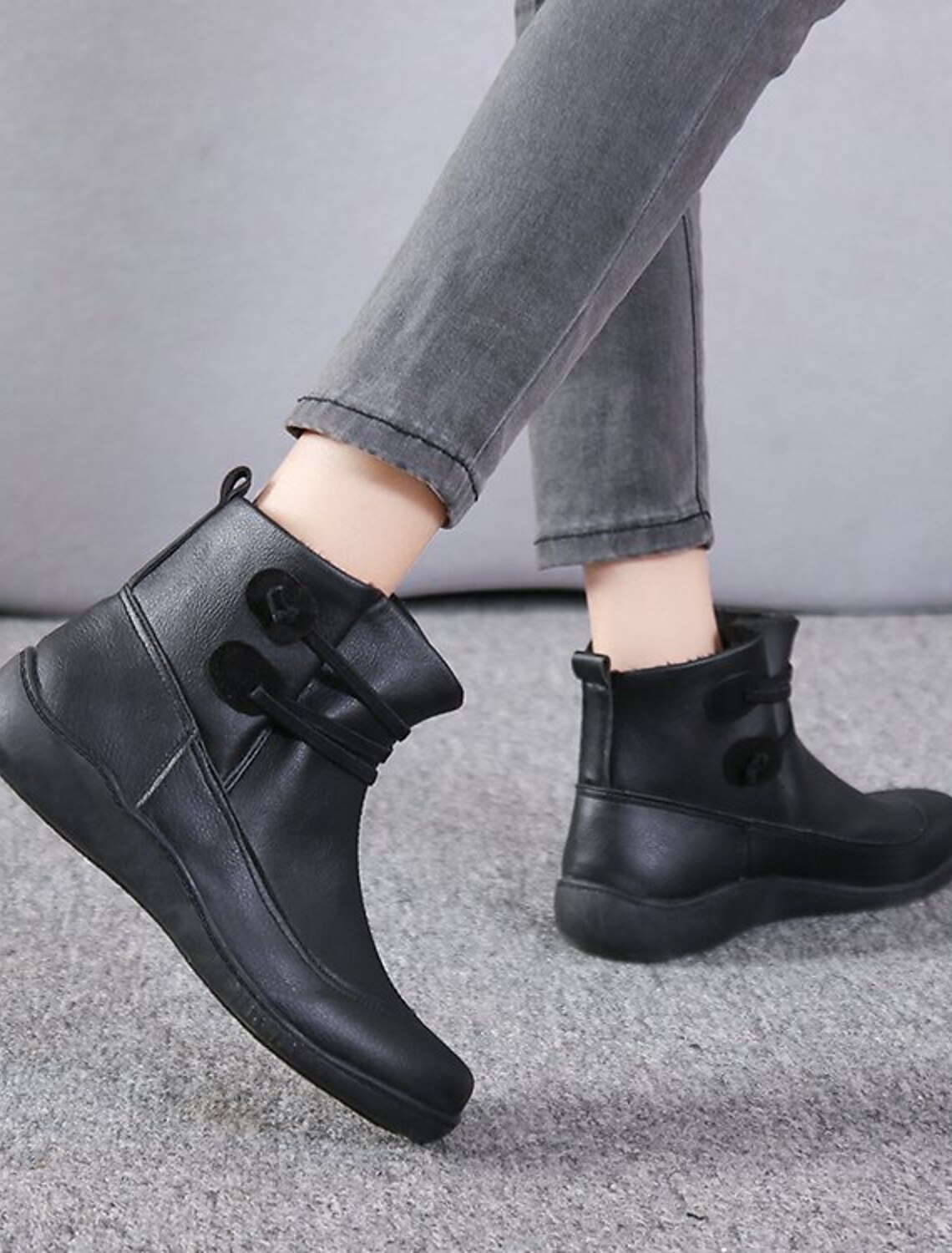 Ankle Boots for Women Comfortable Hessimy New Arch Support Boots Womens Leather Damping Shoes Side Zipper Platform Booties 