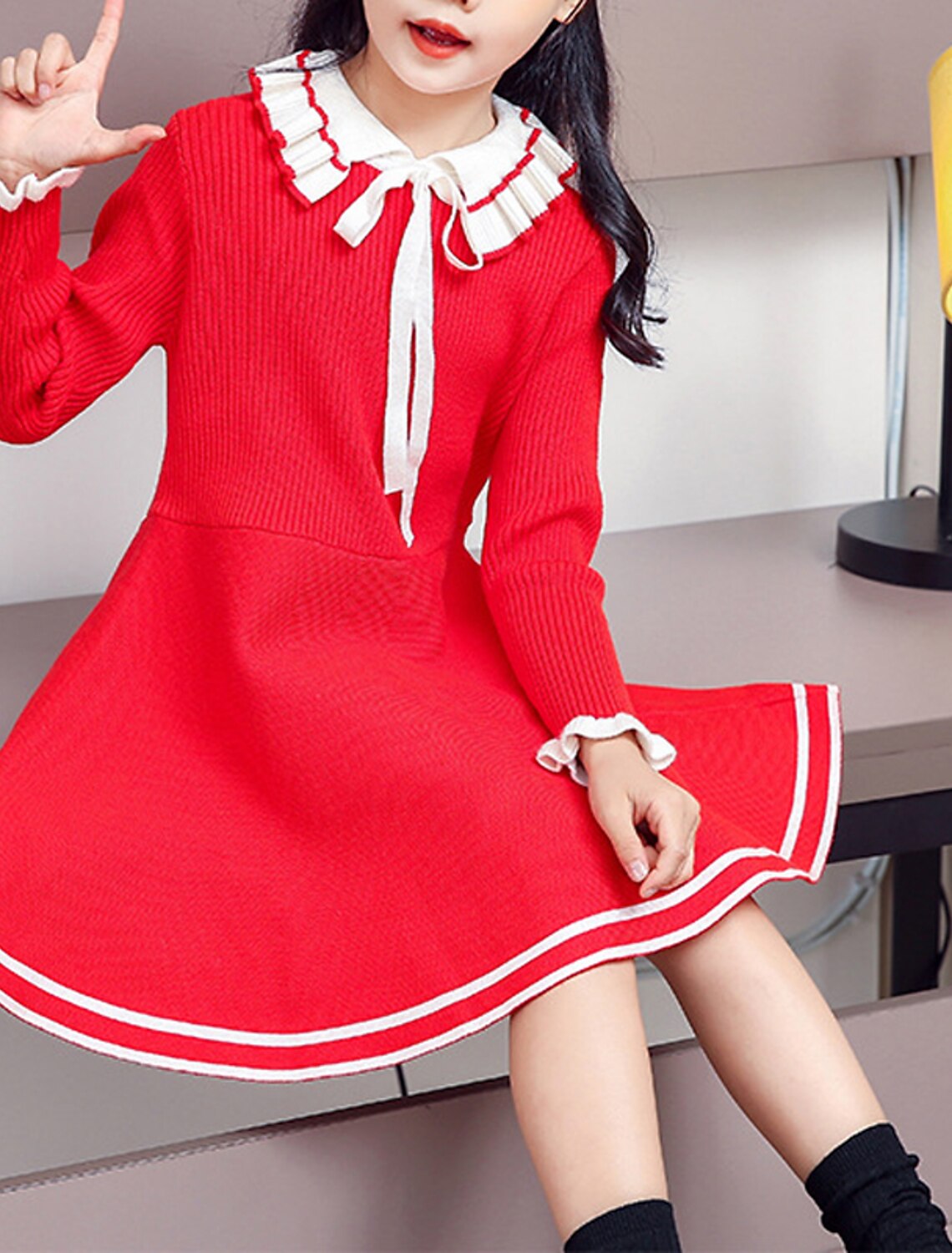 Niños Poco Chica Vestido A Rayas Vestido de una línea Casual Diario Volante  Rosa Negro Rojo Midi Manga Larga Casual Dulce Vestidos Otoño Ajuste regular  3-12 años 8786279 2022 – $30.50