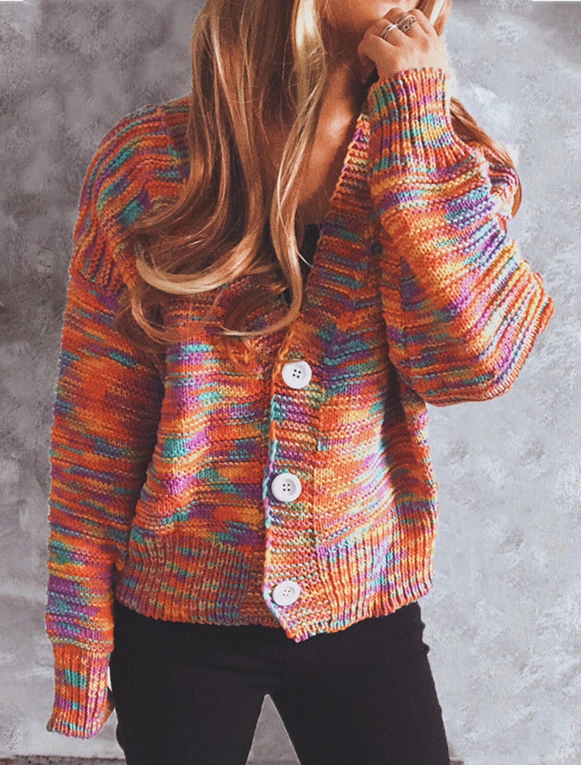 rainbow knitted jacket