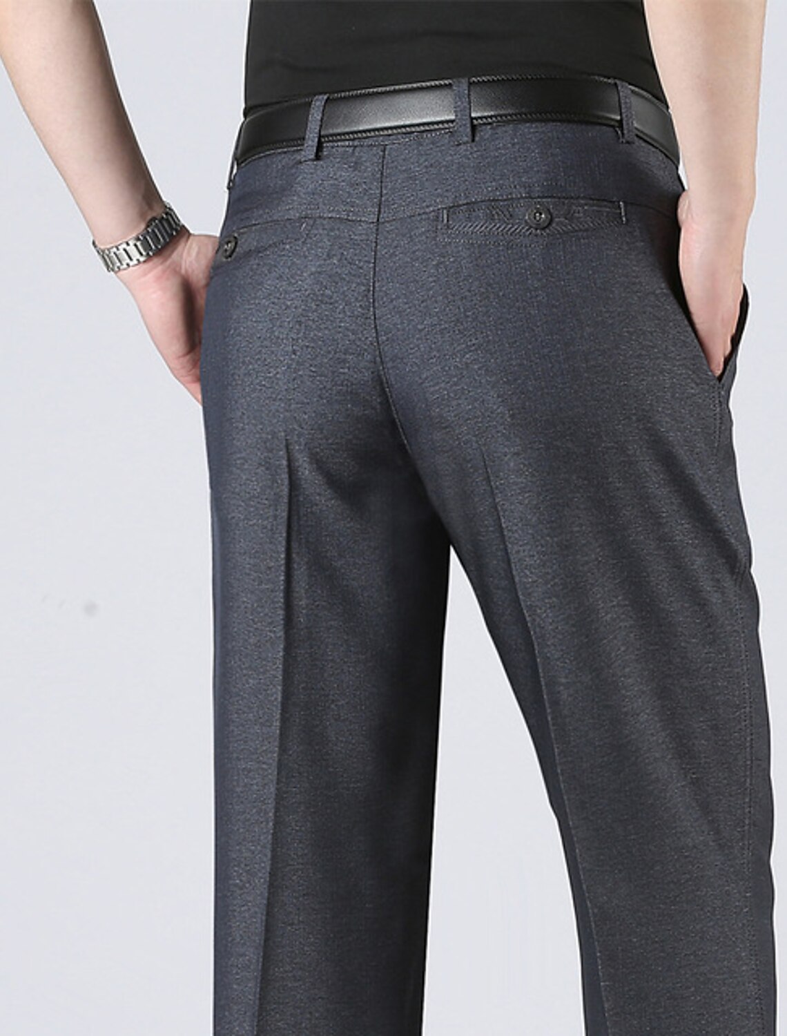 Hombre Moderno Casual pantalones de traje Bolsillo Longitud total Pantalones  Negocio Formal Elástico Plano Color sólido Algodón Comodidad Transpirable  Media cintura Negro Gris Gris Claro Gris Oscuro 8884525 2022 – $23.79