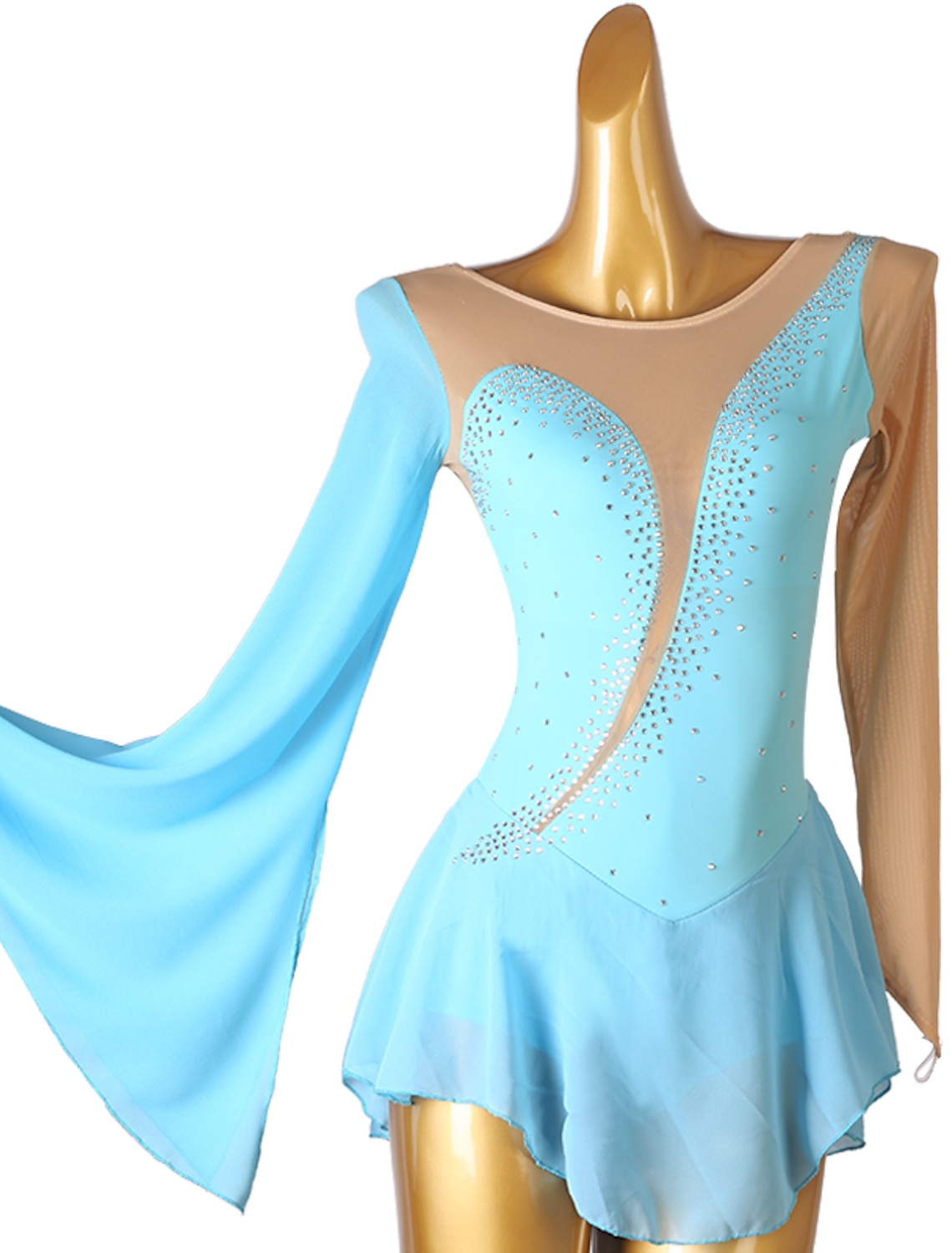 Ice skating dress Competition Figure Skating Classic Costume blue 