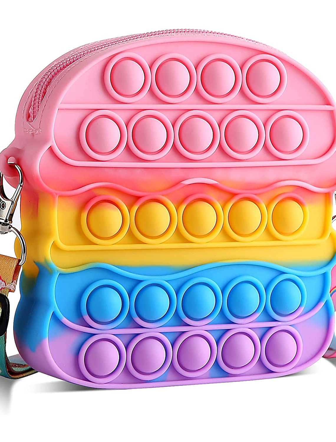 2Pcs Pop Purse Fidget Toys for Girls Macaron Push Bubble Pop Shoulder Bag Fidget School Supplies Halloween Christmas Party Best Gifts,Stress Relief Anxiety Pop Bag Sensory Fidget Toys for Kids 