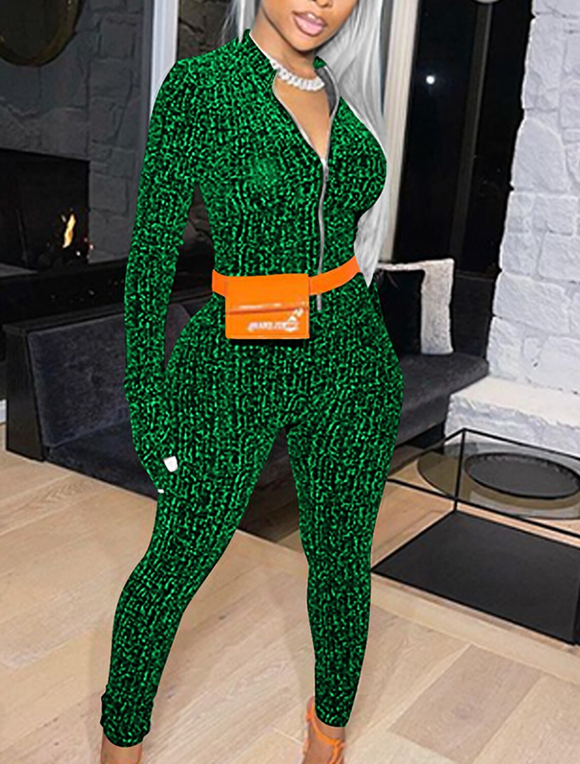 Women's Jumpsuit Zipper Solid Colored V 