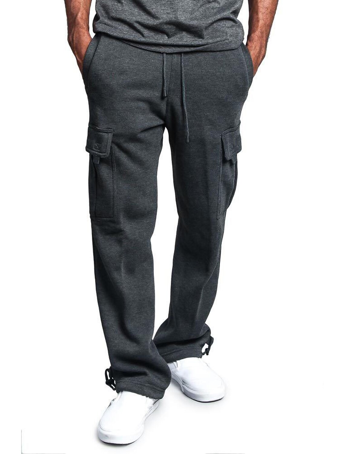 Pantalones de chándal cargo de pierna ancha para hombre, pantalones de  forro polar con bolsillo, negro 8892685 2022 – $20.22