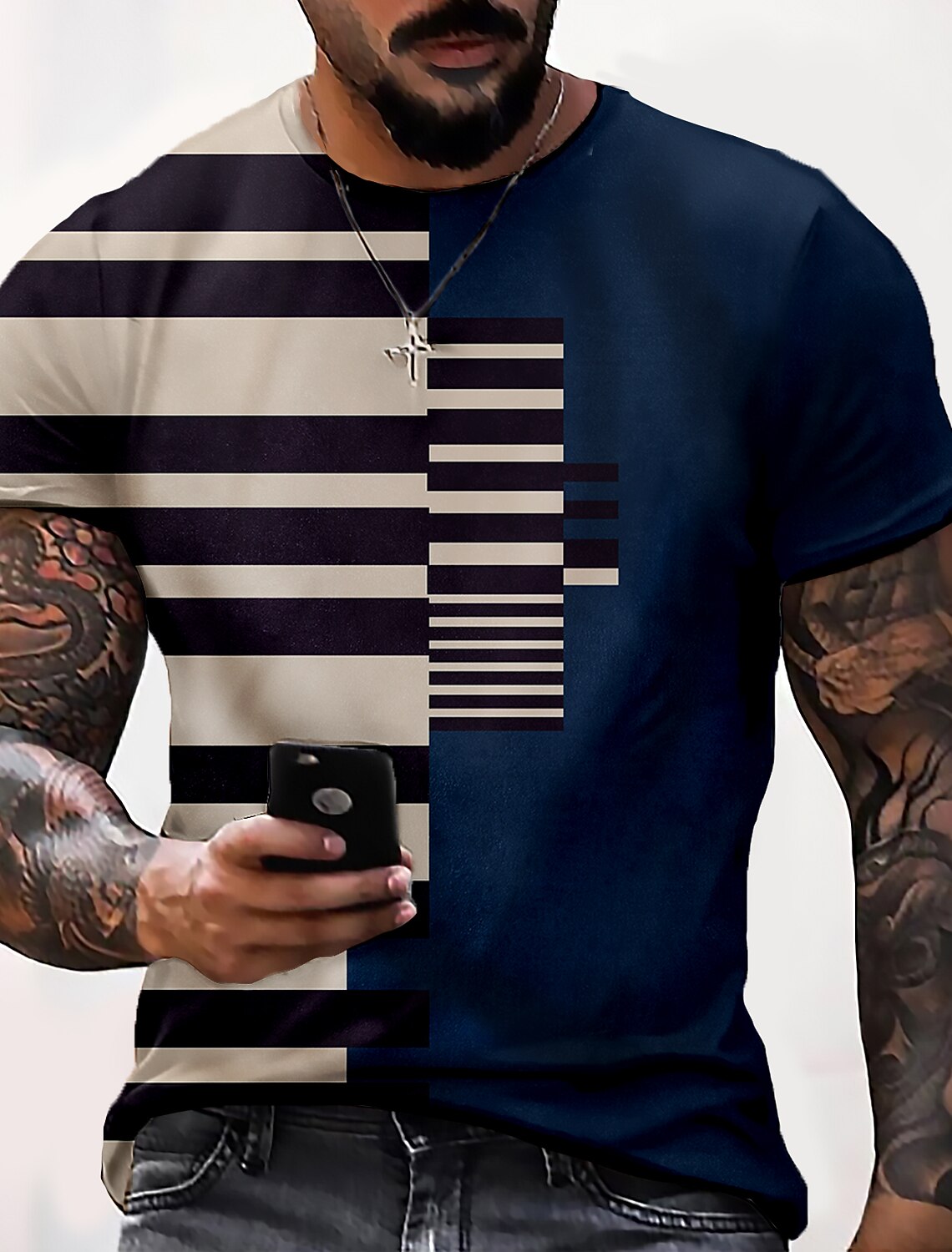 Men's Tee T shirt Tee 3D Print Striped 