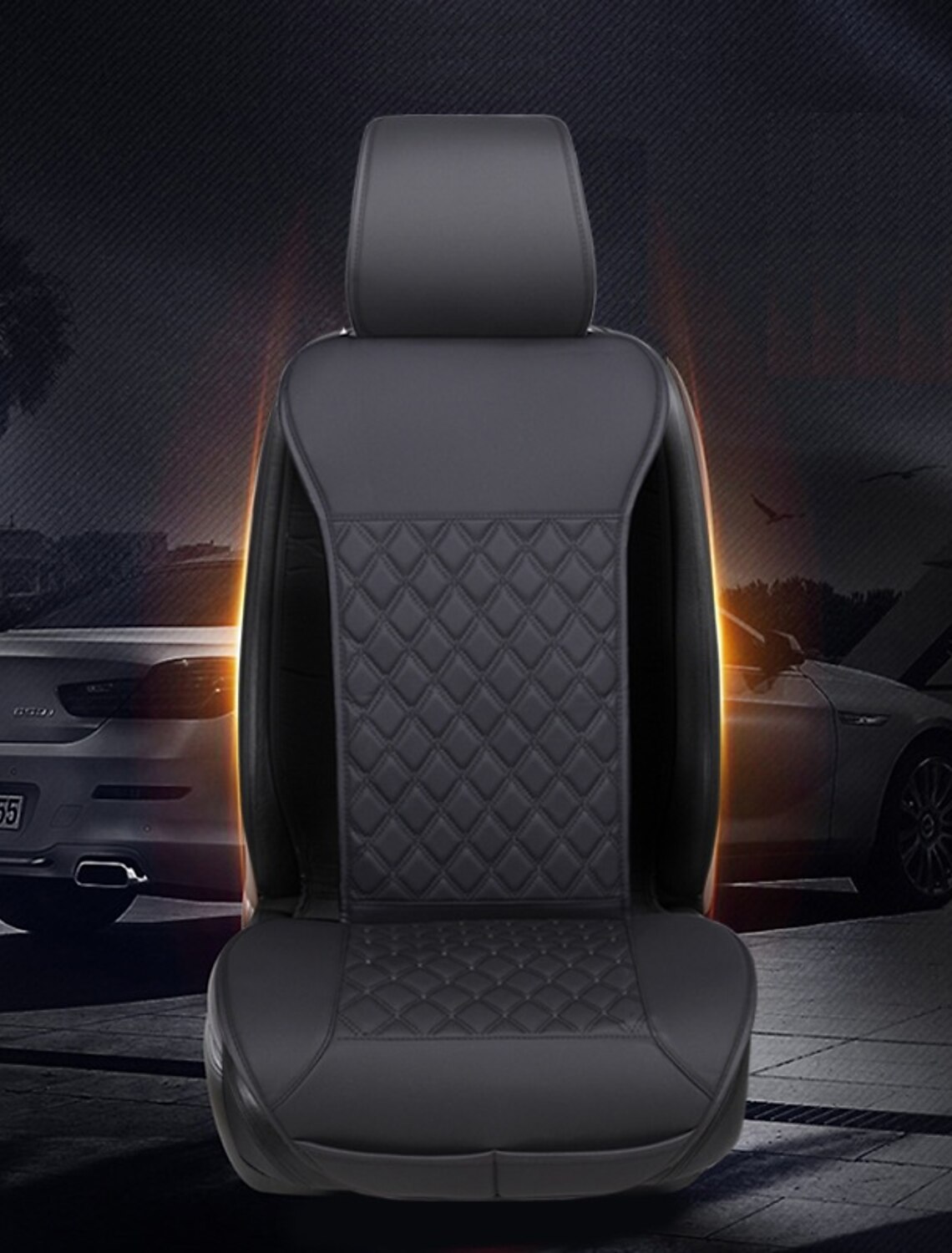 Universal Fit for 95% Vehicles Front Car Seat Cushions Bottom Seat Covers of Full Wrapped Edge Auto Newer Luxury Car Seat Cover Black+Grey,2PCS Breathable Car Seat Cover Fit Four Seasons 