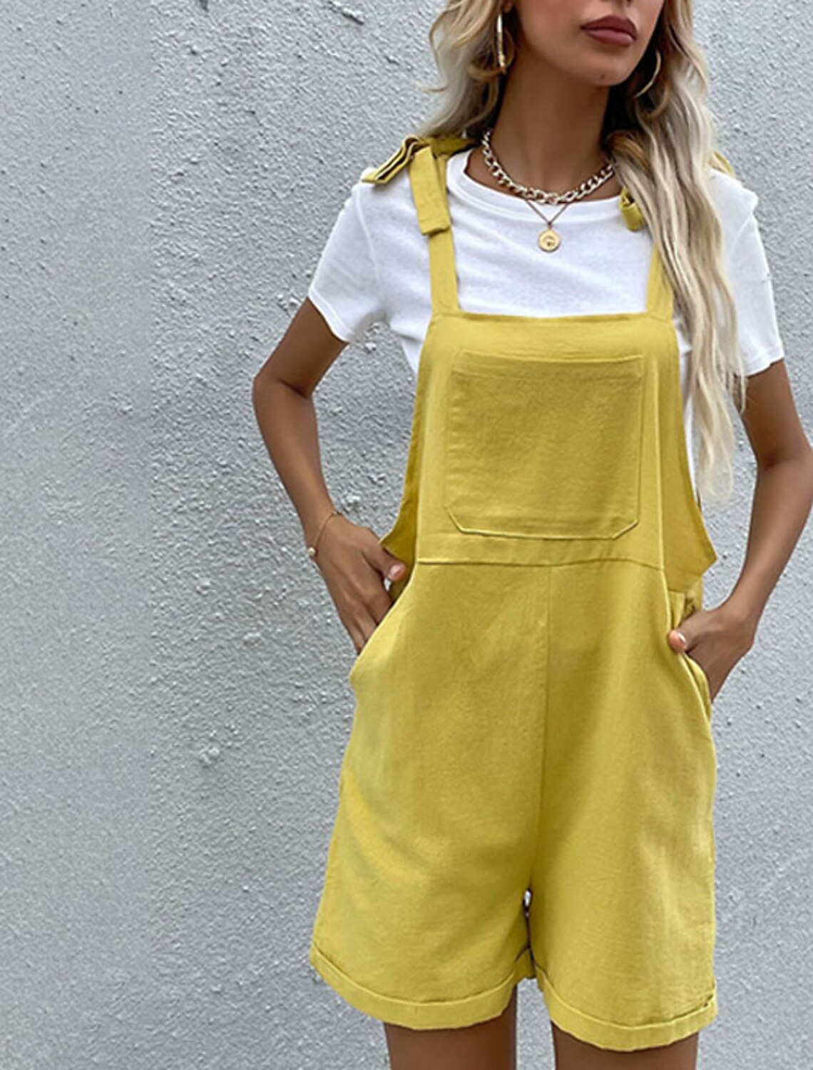 Romper Bow Solid Color Square Neck 