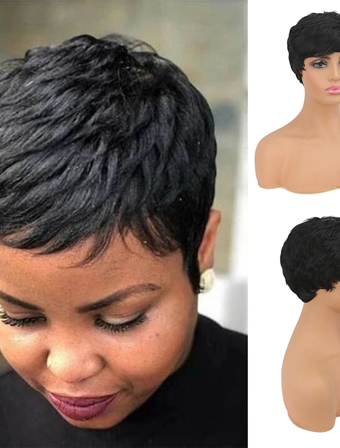 Black Wigs for Women Synthetic Wig Loose Curl Asymmetrical Short Bob Wig  Short Black Synthetic Hair Women's Soft Cool Black Wigs 8396433 2022 –  $12.09