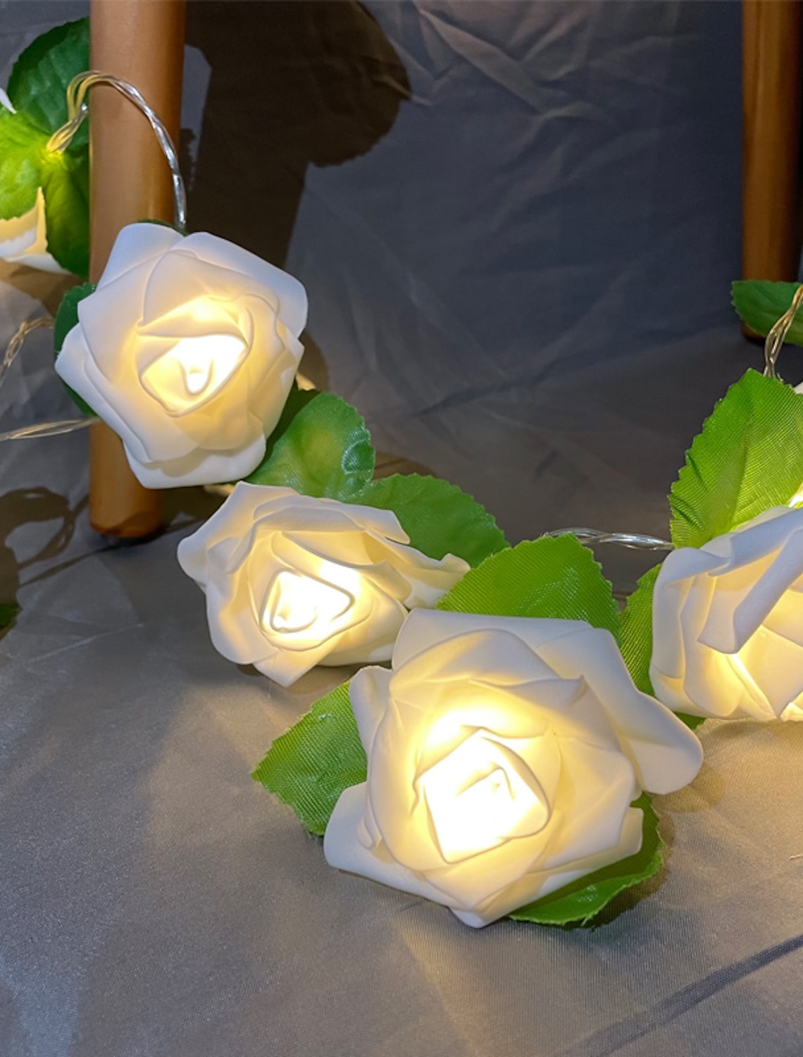 20LED Rose Flower Fairy String Lights 2.5M Wedding Garden Party Christmas Decor 