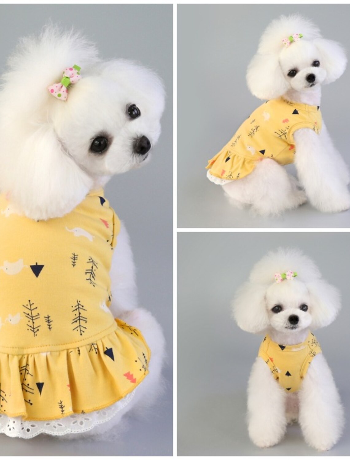 2022年 犬かわいい花柄ドレスペットパーティーコスチュームわんわんメッシュフラワーボウプリンセスアパレルチュチュレースドレス（黄色、xl）  8966172 コレクション – $7.43