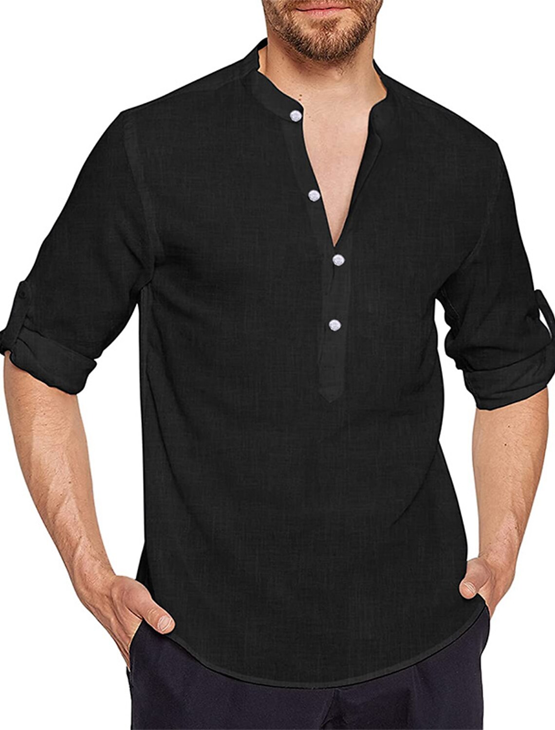 white button down henley