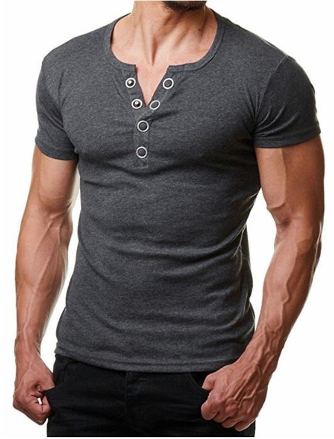 Mens Camouflage Short Sleeve Polo Formal Shirt Tops Henley Muscle T-Shirt Tee 