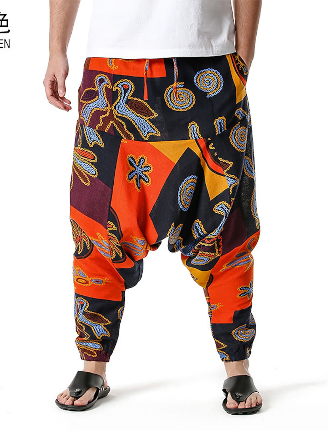 Pantalones hippie de hombre holgados boho bombachos de lino con cordón  harem pantalones largos de yoga pantalones de harén anchos de moda 8961111  2022 – $27.36