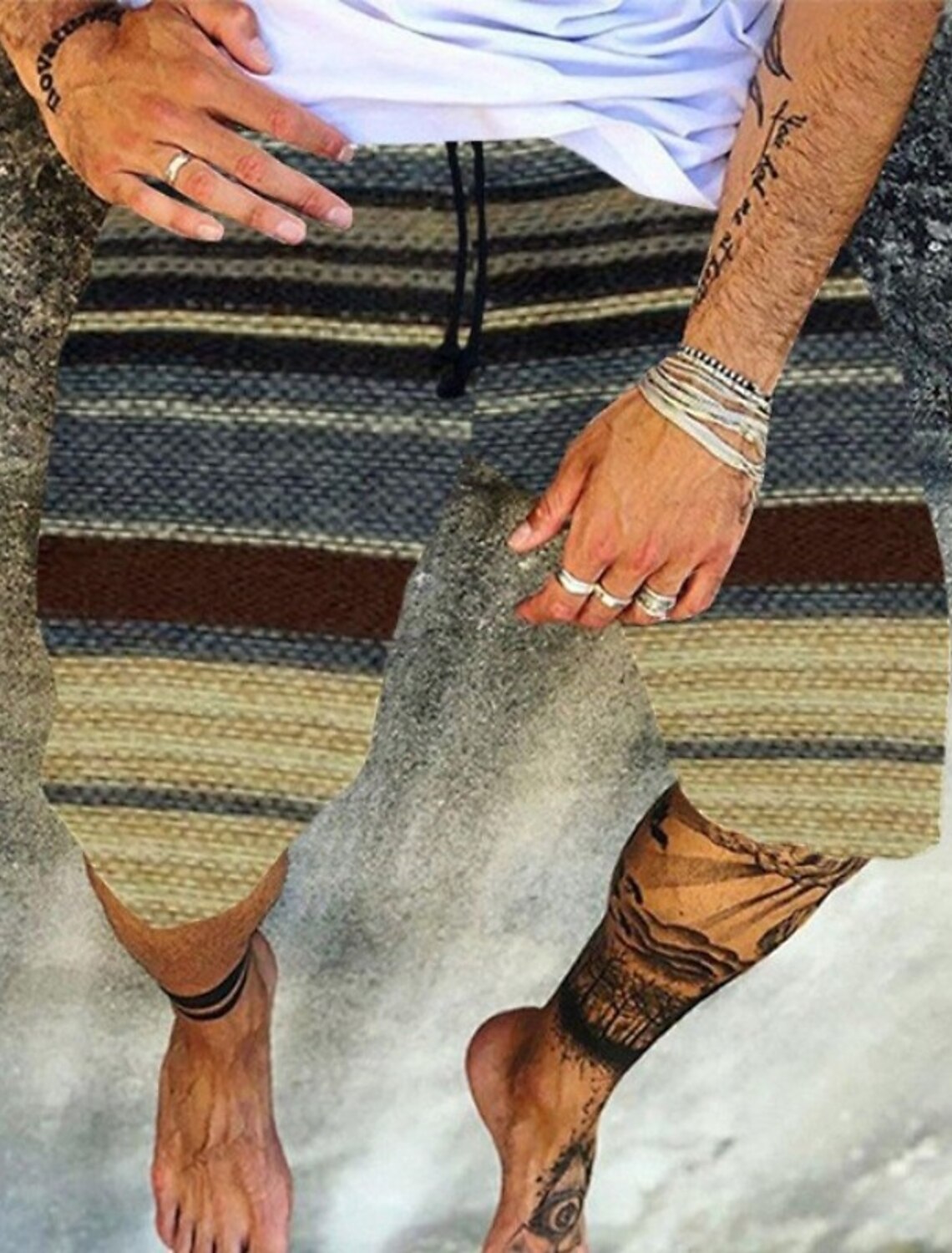 Per uomo Pantaloncini Athleisure Pantaloncini larghi Pantaloni della tuta  Design elastico con coulisse Stampa Lunghezza del ginocchio Pantaloni  Informale Per eventi Media elasticità Con onde Pop art del 8960580 2022 a  $19.03