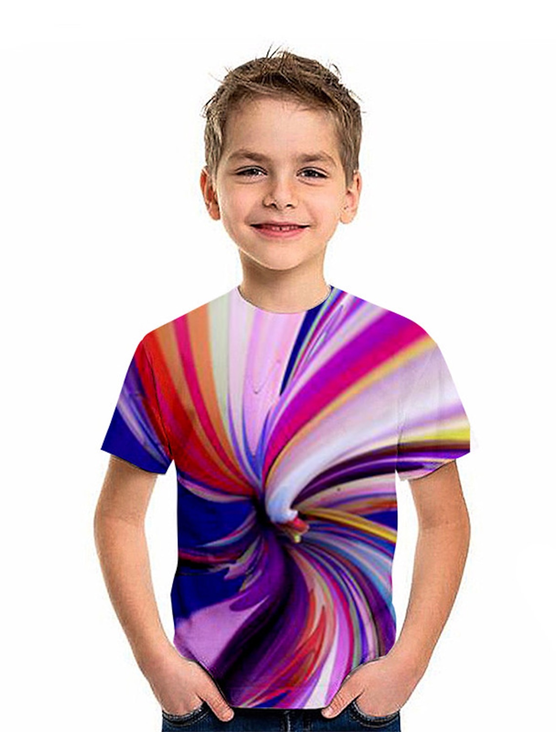 Colortone Kids Tie-Dye Crew Neck Tee TD02B Colorful Cotton Short Sleeve T-Shirt