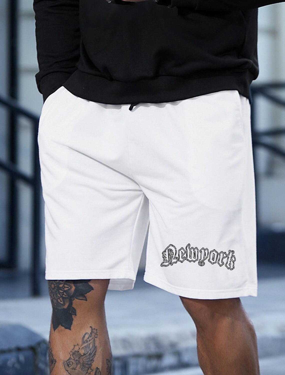 punk style Mens Casual Shorts Cotton Breathable Five Pants Fashion Casual Print Summer Khaki