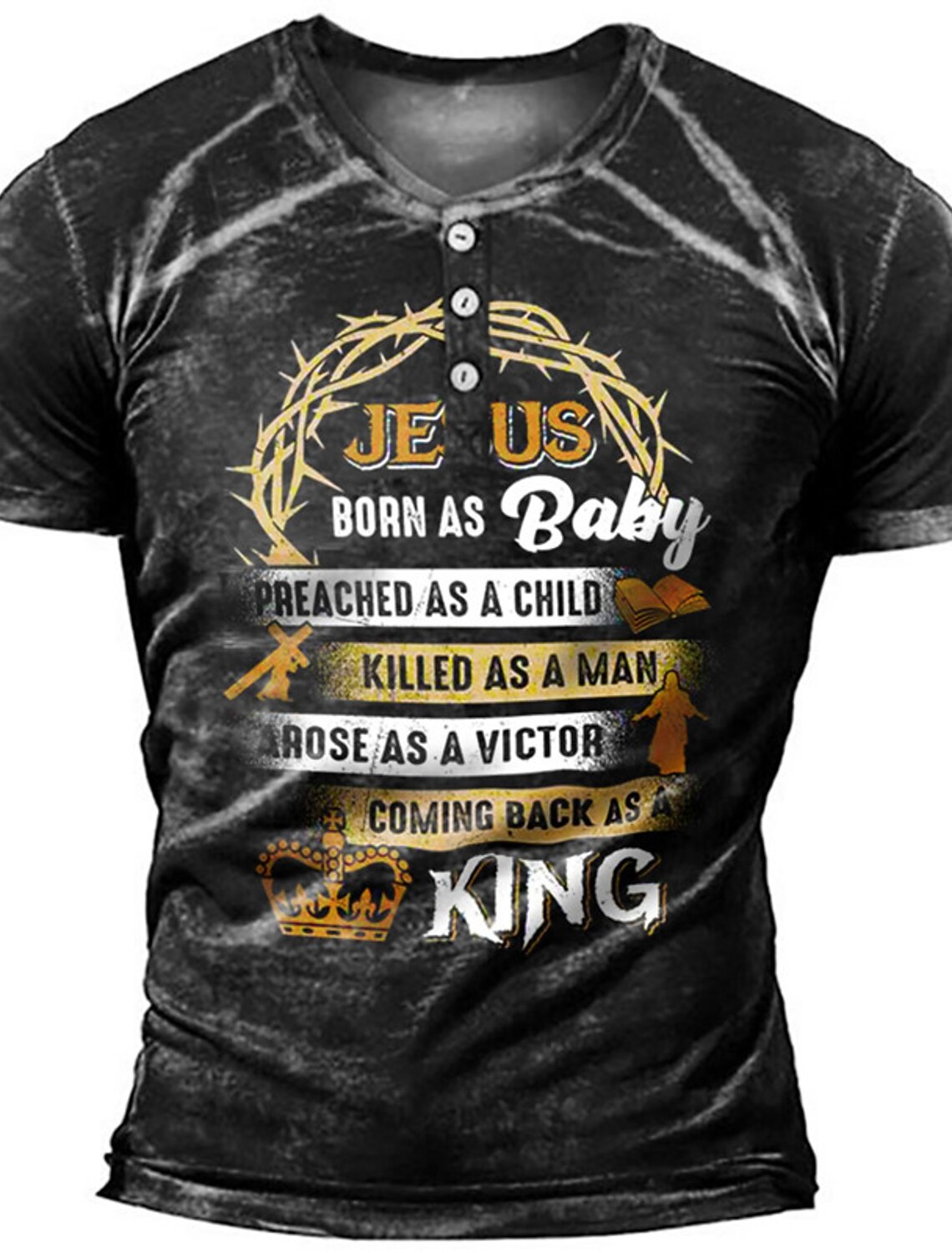 Men's Henley Shirt T shirt Tee 3D Print 