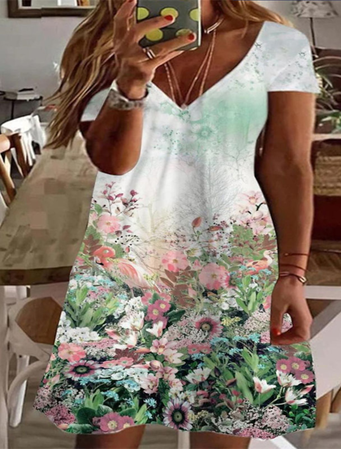 Mujer Talla Grande Vestido de una línea Floral Escote en Pico Manga Corta  Primavera Verano Casual Vestido hasta la Rodilla Diario Vacaciones Vestido  9072355 2022 – $27.36