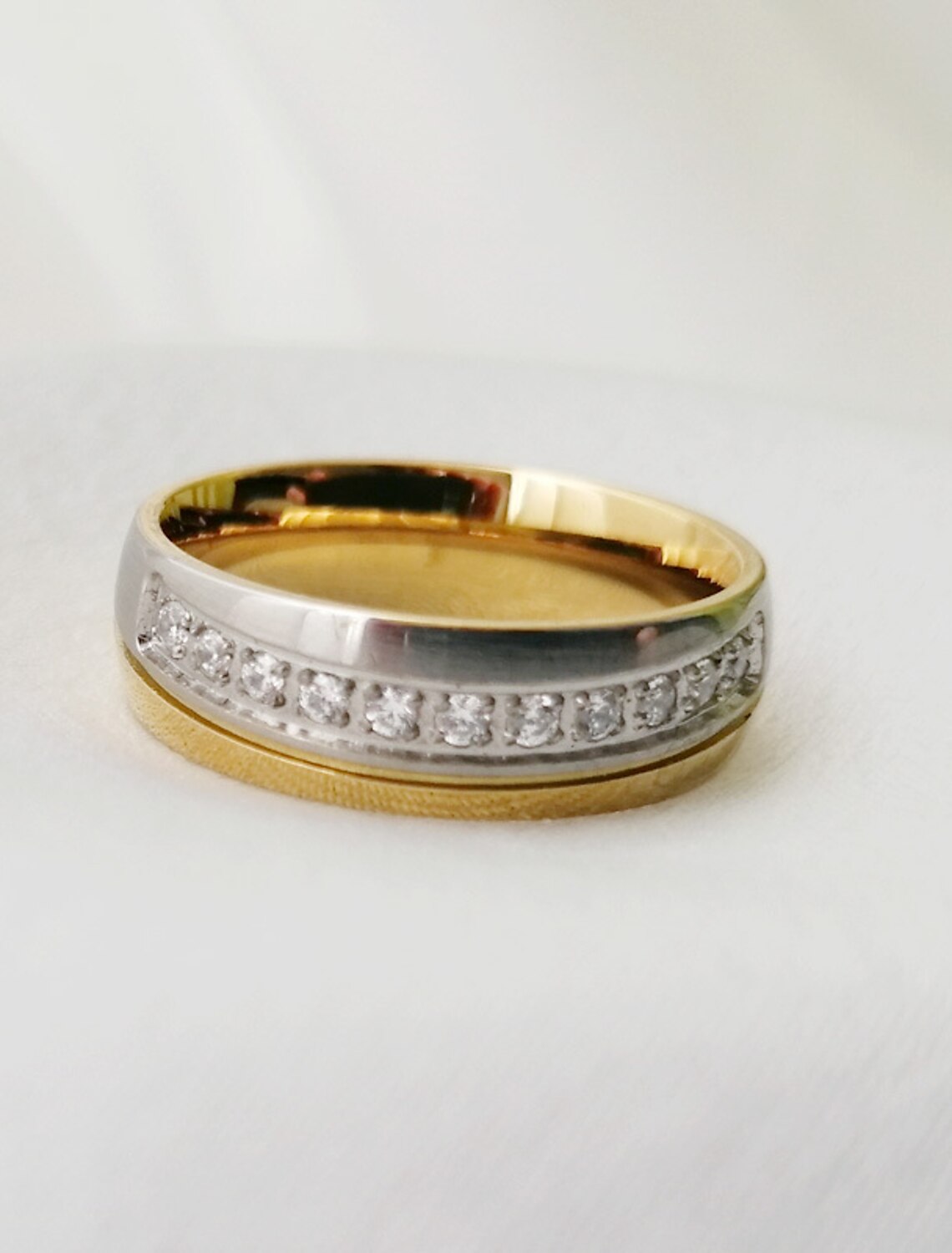 18ct Gold Filled Engagement Wedding Ring  Bridal Set Clear Red Gemstone  217
