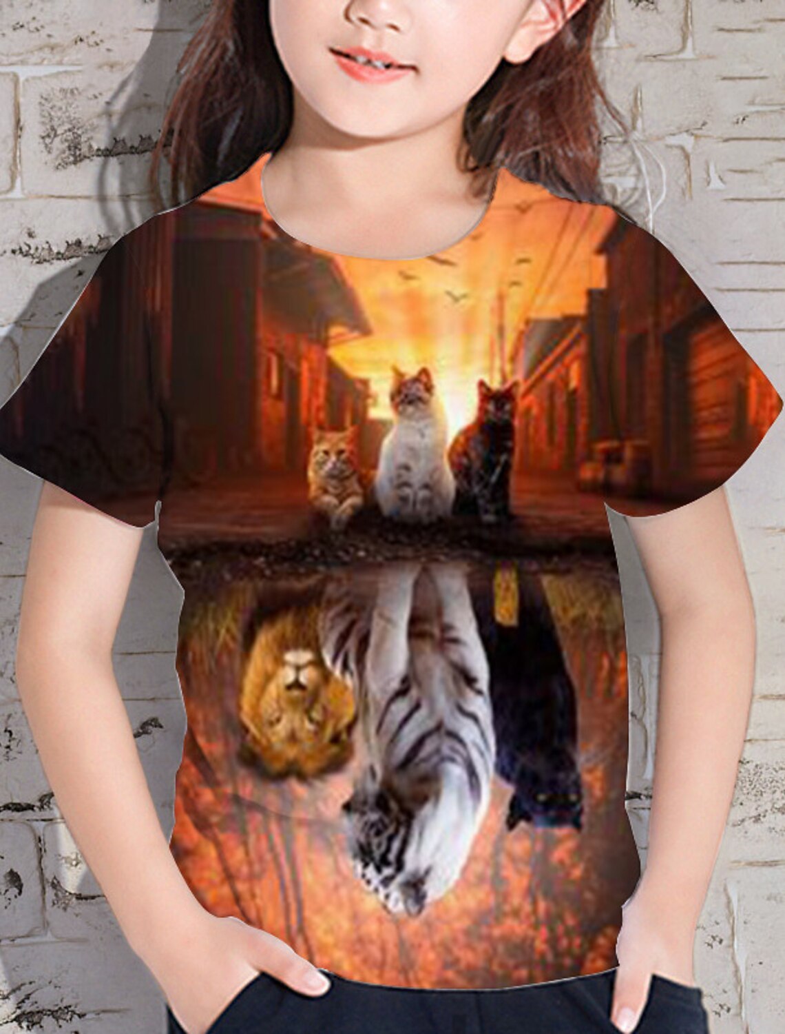 Bambino Da ragazza maglietta Manica corta Stampa 3D Gatto Tigre Animali  Marrone Bambini Top Primavera Estate Attivo Di tendenza Streetwear  Giornaliero Esterno Standard 3-12 anni del 9064007 2022 a $16.24