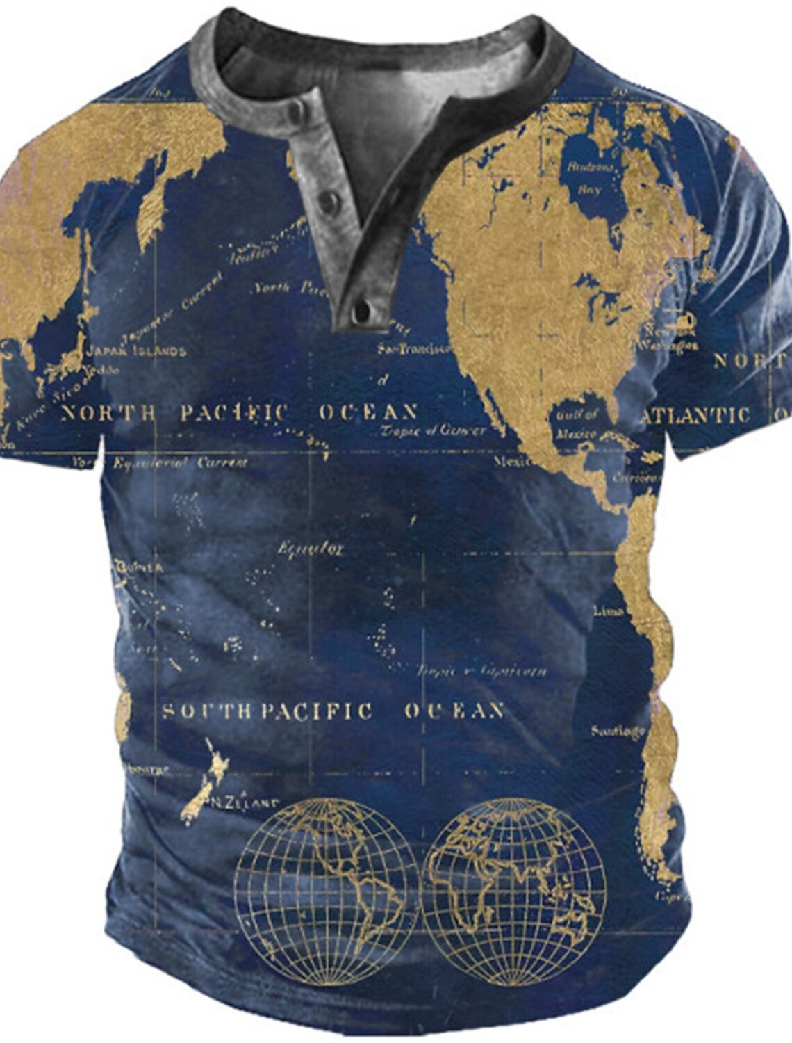 Men's Henley Shirt Tee T shirt Tee 3D 