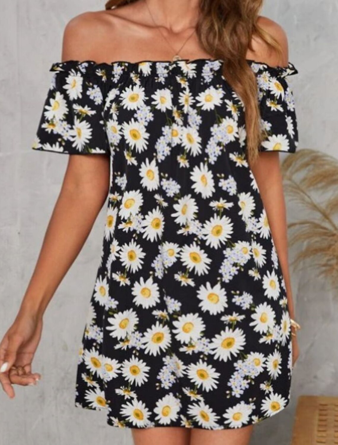 Mujer Vestido de una línea Mini vestido corto Negro Manga Corta Floral  Frunce Estampado Primavera Verano hombro frío Elegante Casual 2022 S M L XL  XXL 3XL 9147094 2022 – $21.07