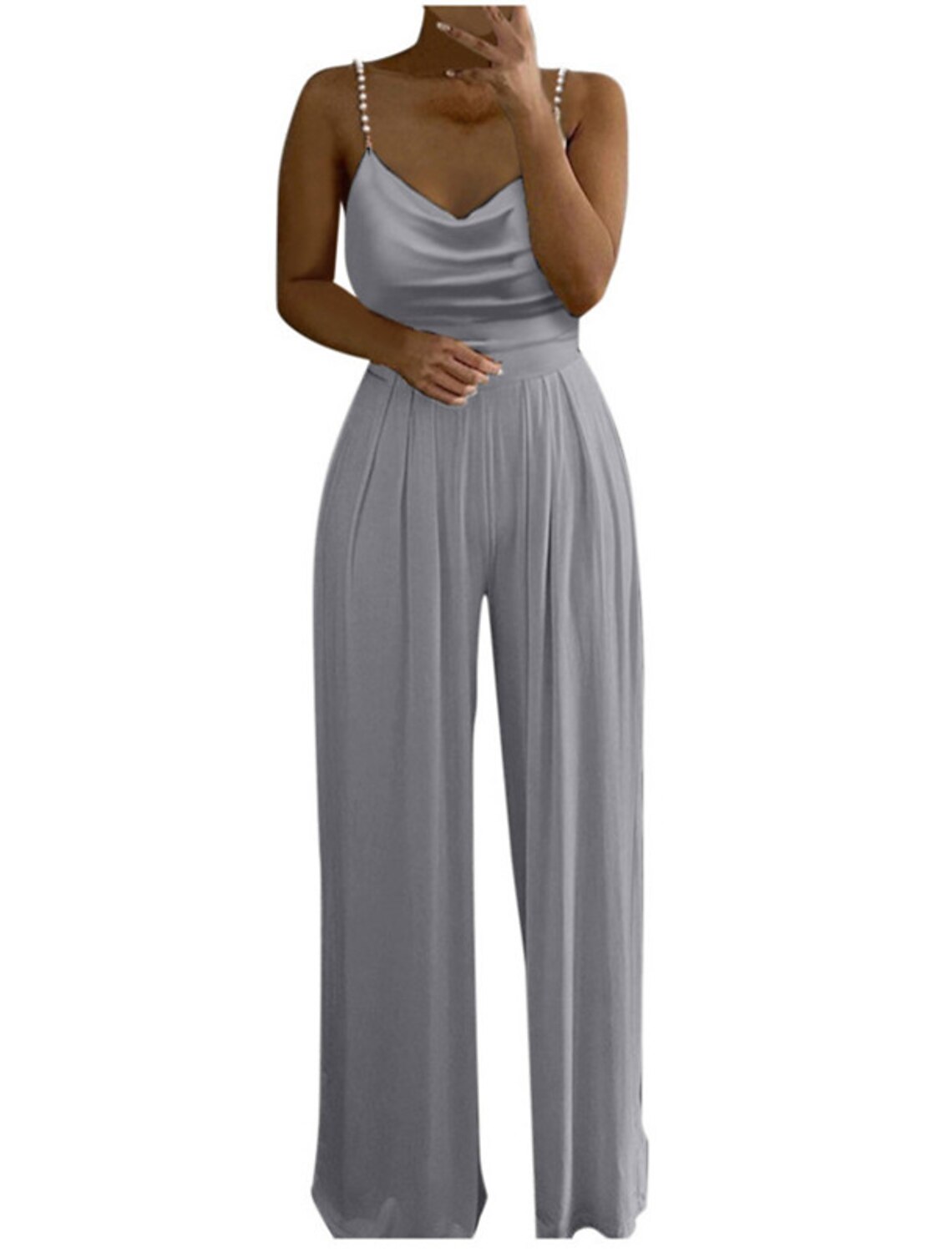 Per donna Tuta Schiena scoperta Tinta unica Rotonda Elegante Strada Per  uscire Standard Senza maniche Grigio S M L Primavera del 9113395 2022 a  $28.99