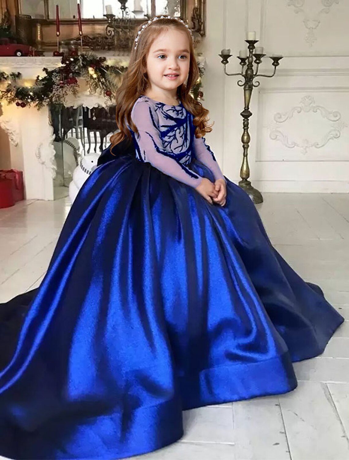 Princesa Cola de Corte Vestido de Niña Florista Fiesta lindo vestido de  fiesta Satén con Plisado Ajuste 3-16 años 8974380 2023 – $