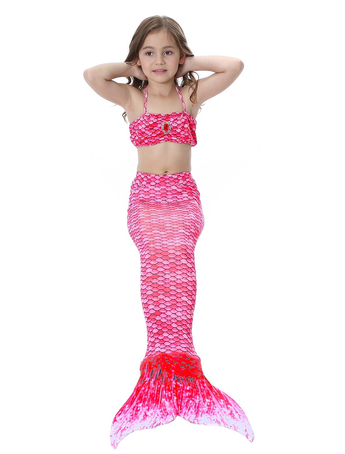 Licht Lila Meerjungfrau Schwanz Bikini Monoflosse Kinder Mädchen mit Schwimmen* 