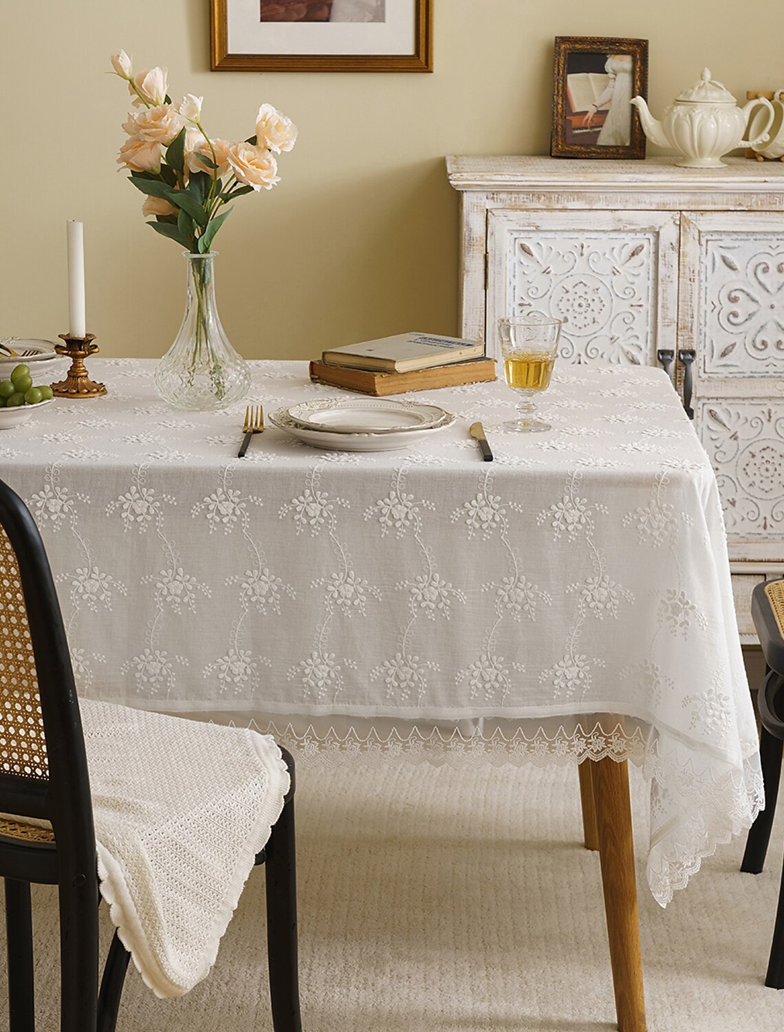 Contton Linen Rectangle Lace Tablecloth Pastoral Rustic Table Cloth  Washable Table Cover for IndoorOutdoor,Farmhouse Decor,Picnic,Tabletop  Decoration 9239566 2022 – $25.19