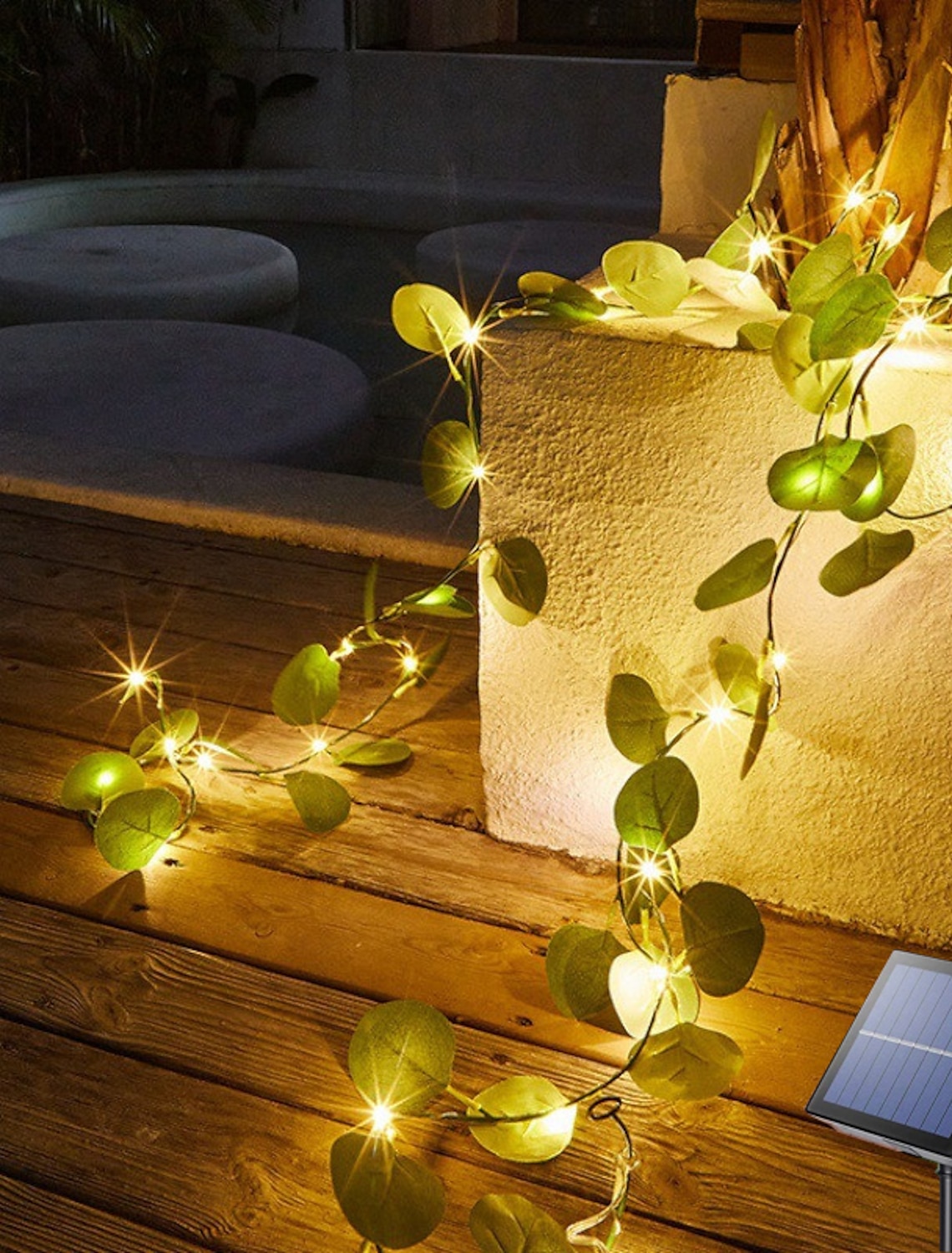 luces de plantas de hojas de hiedra artificial solar 8 modos colgando  cadena de luces led al aire libre ip65 impermeable para cerca de patio  decoración colgante de pared blanco cálido 9227611 2023 – $14.99