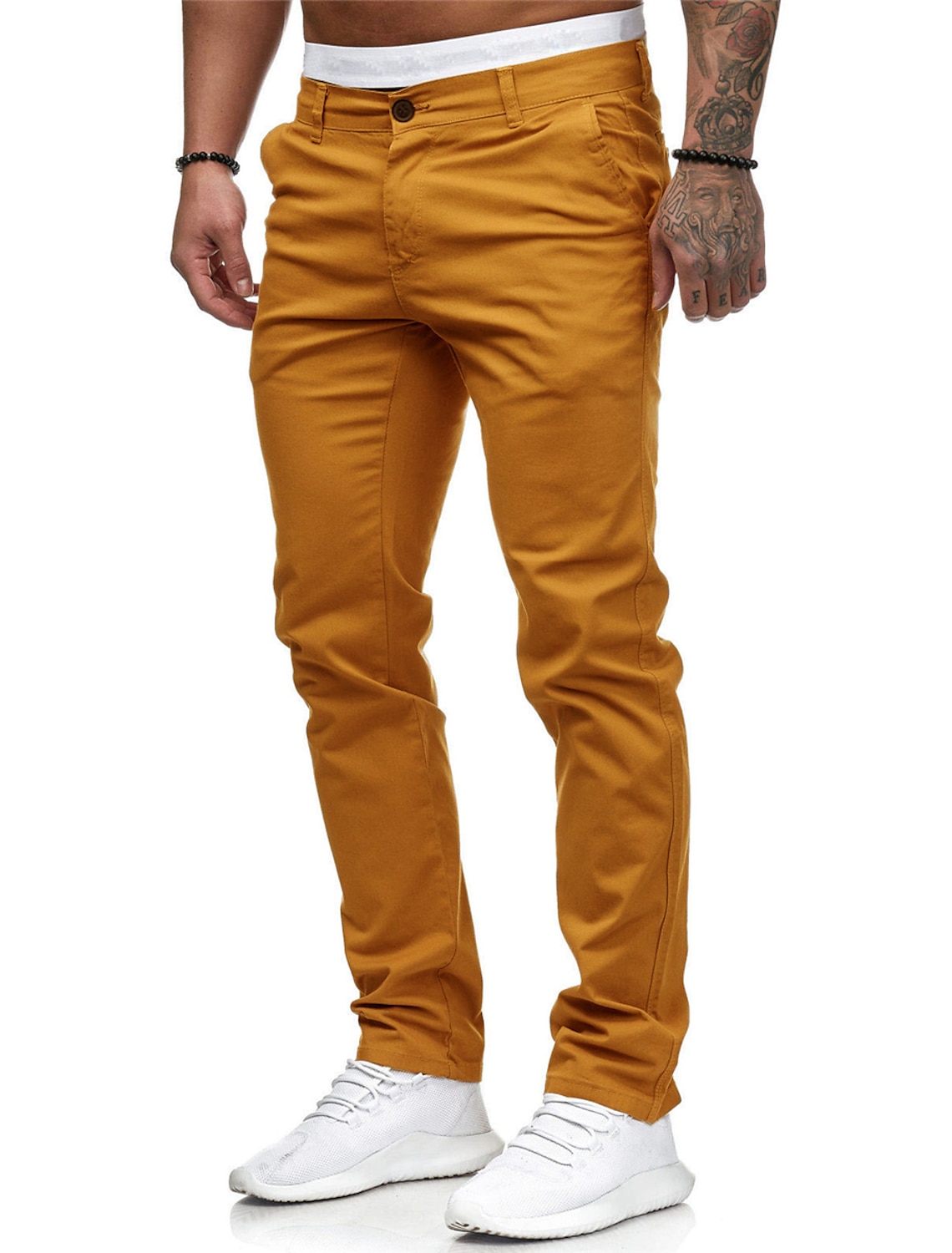 for Men Zaful Synthetic Solid Color Drawstring Casual Pants in Light Coffee Slacks and Chinos Casual trousers and trousers Brown Mens Clothing Trousers 