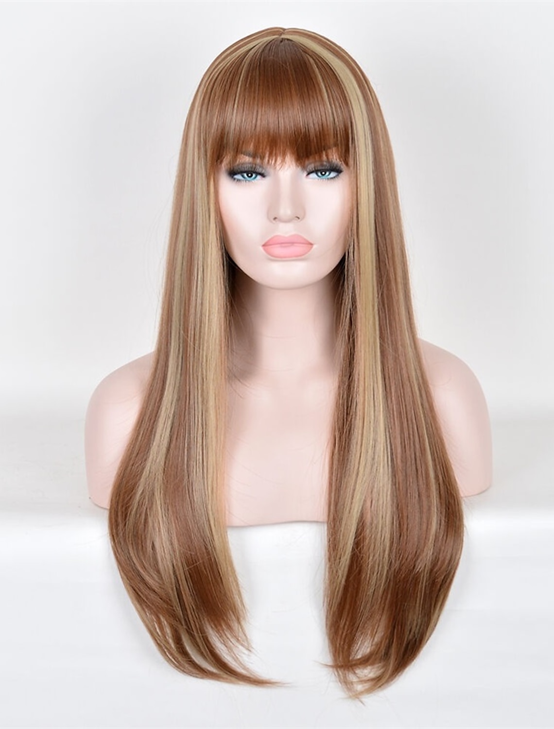Women's Hair Hannah Montana Blunt Bangs Wig Blonde Highlight Brown Long Wig  9323602 2023 – $