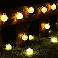 LED Solar String Lights Outdoor 5-30M Crystal Globe Lights with 8 Lighting Modes Wedding Decor Waterproof Solar Powered Patio Lights for Garden Yard Porch Wedding Party Decor Warm White Blue White RGB