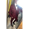 Black/Blue/Burgundy Men's Wedding Suits 3 Piece Solid Colored Standard Fit Single Breasted One-button