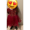 lasten tyttöjen mekko paljetti juhlamekko esitys punainen puuvillaverkko pitsi polvipituinen pitkähihainen prinsessa makeat mekot syksy kevät normaali istuvuus 3-12 vuotta